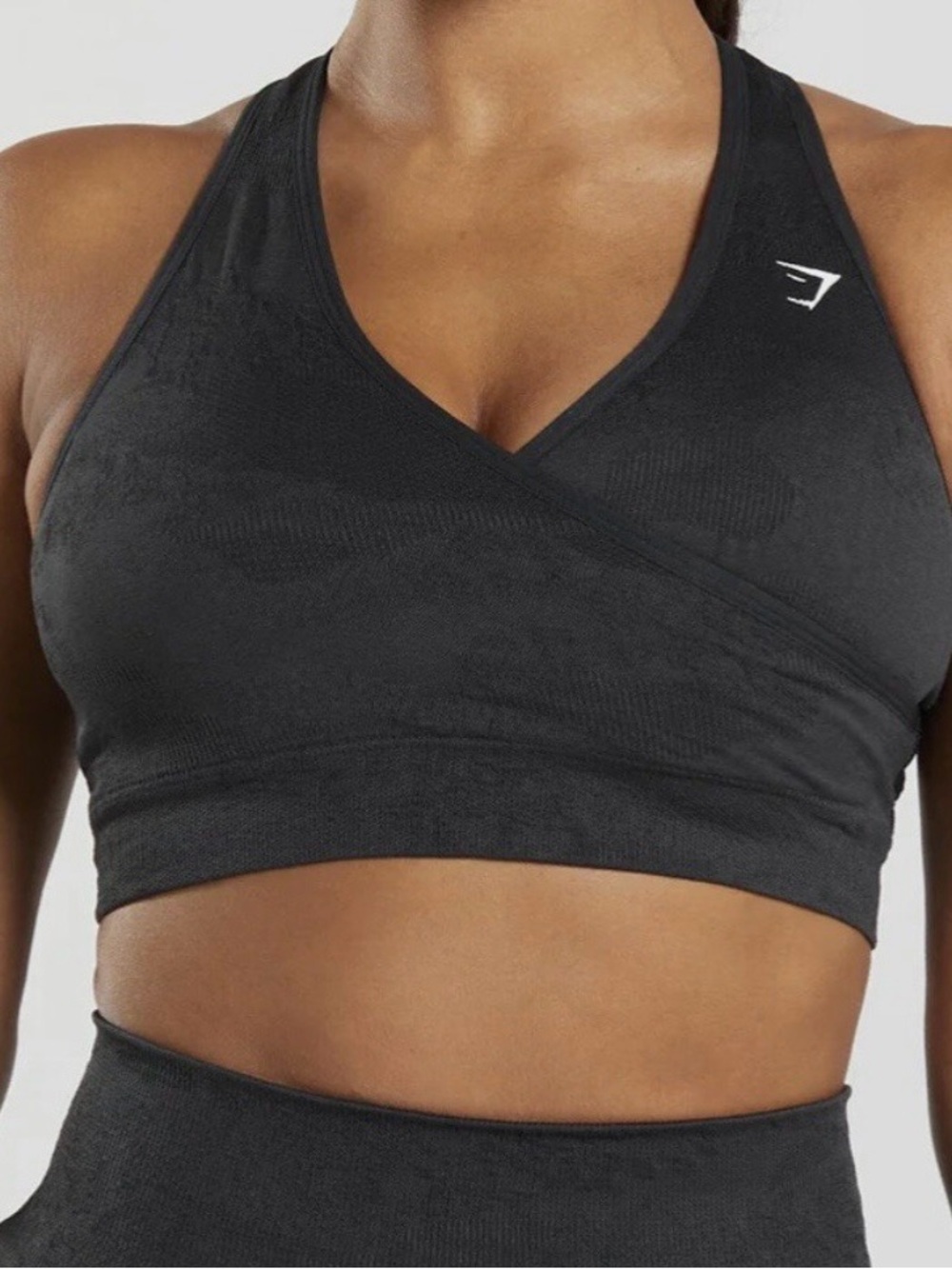 Gymshark Women's Black Seamless Cross-Front Sports Bra
